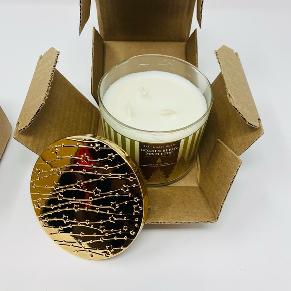 NWT Bath & Body Works Golden Berry Mistletoe 60 hour candle - Picture 6 of 7